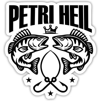Petri Heil Fishing - Sticker size S (10 x 10 cm) - white matte - Front