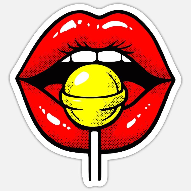 Lollipop Lips - Sticker size S (10 x 10 cm) - white matte