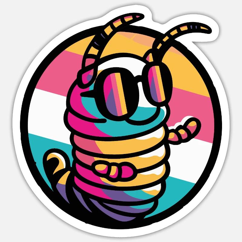 Wurm Cool Comic - Sticker Größe S (10 x 10 cm) - Mattweiß