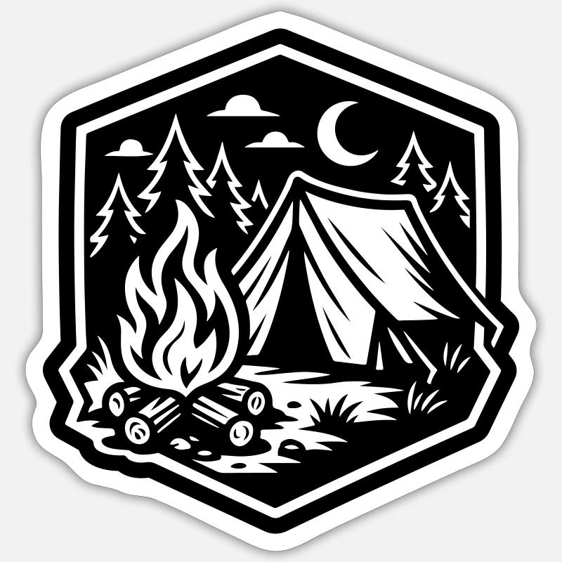 Tente de camping extérieure - Sticker taille S (10 x 10 cm) - blanc mat