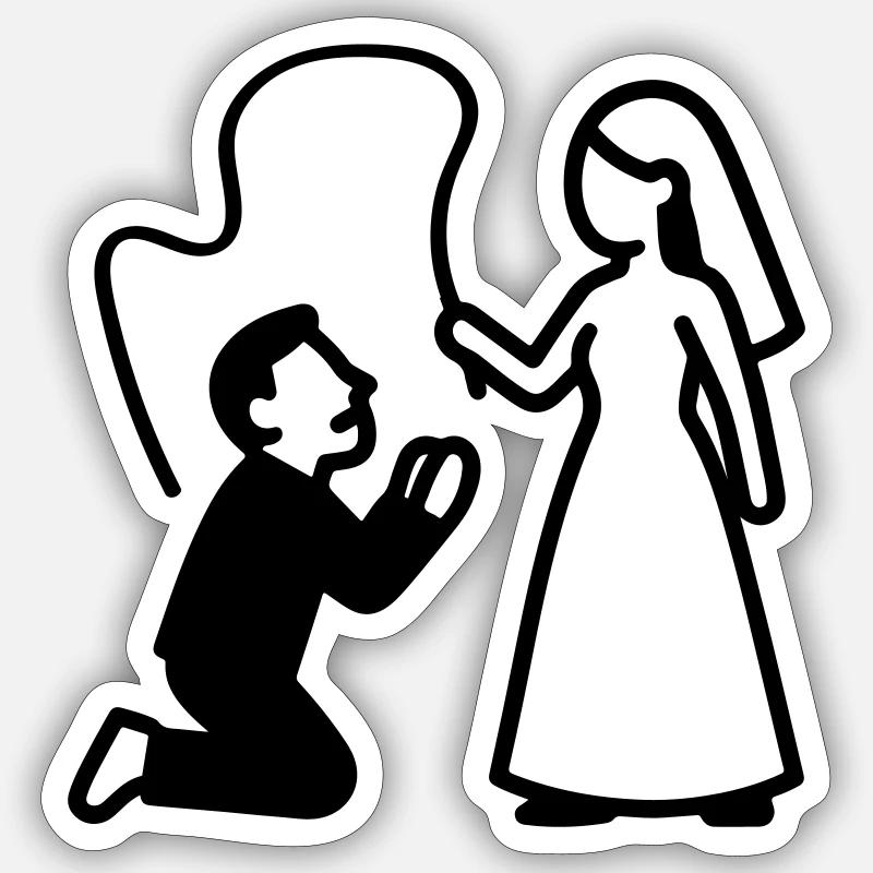Ehepaar Hochzeit Peitsche - Sticker Größe S (10 x 10 cm) - Mattweiß