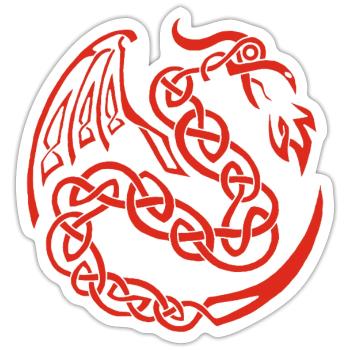 Roter keltischer Drache - Sticker Größe S (10 x 10 cm) - Mattweiß - Vorne