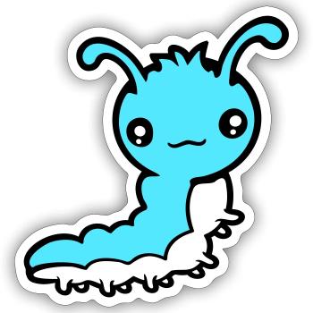 Chenille mignonne petite larve amicale ver heureux - Sticker taille S (10 x 10 cm) - blanc mat - Devant