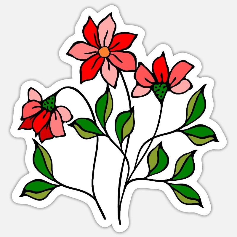 Blumen - Sticker Größe S (10 x 10 cm) - Mattweiß