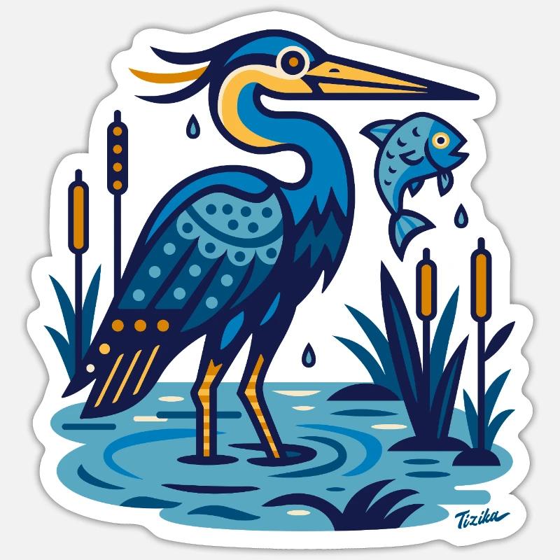 Grey heron Sticker size S (10 x 10 cm)