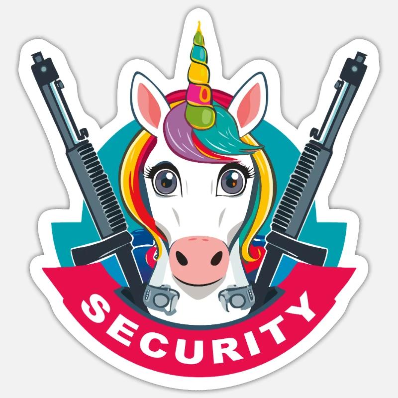 Unicorn Security - Sticker Größe S (10 x 10 cm) - Mattweiß