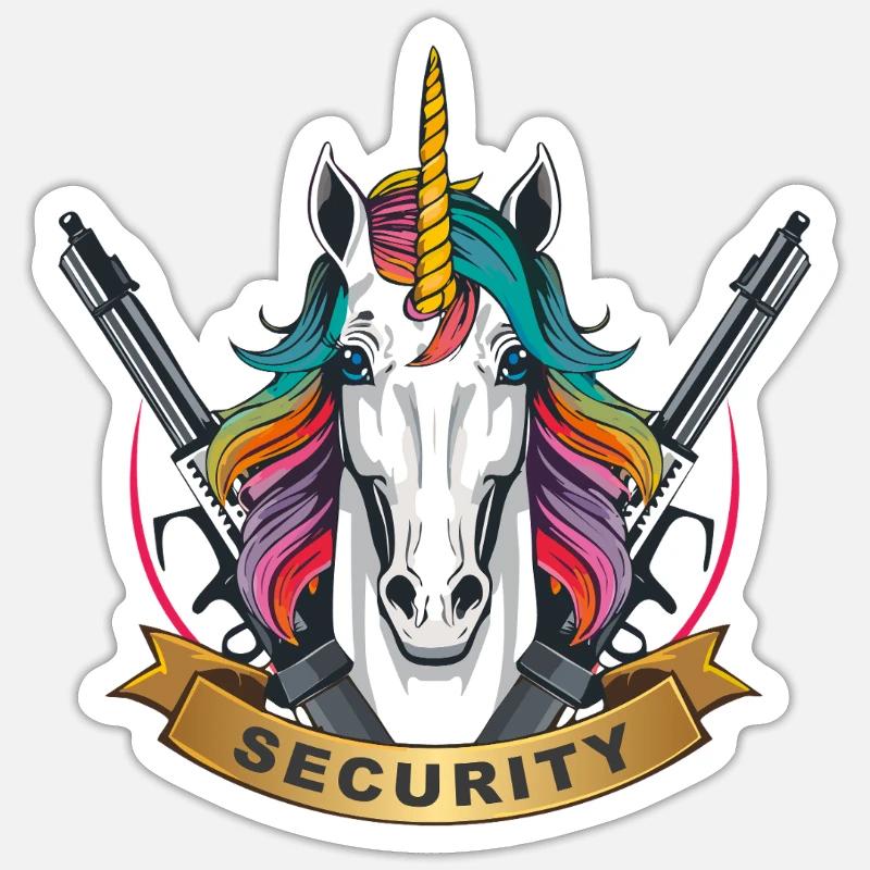 Unicorn Security - Sticker Größe S (10 x 10 cm) - Mattweiß