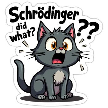 Schrödingers Katze - der Albtraum süßer Katzen - Sticker Größe S (10 x 10 cm) - Mattweiß - Vorne
