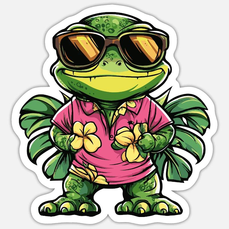 Vacances Chameleon Comic Sticker taille S (10 x 10 cm)