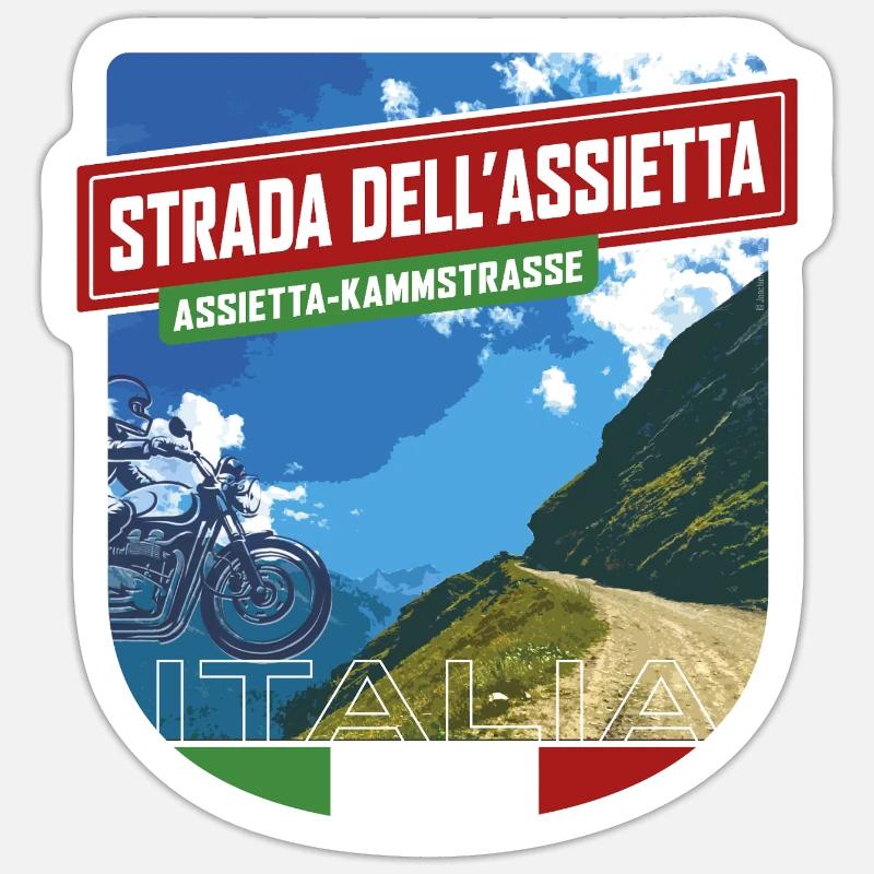 Strada dell'Assietta | Sticker - Sticker Größe S (10 x 10 cm) - Mattweiß