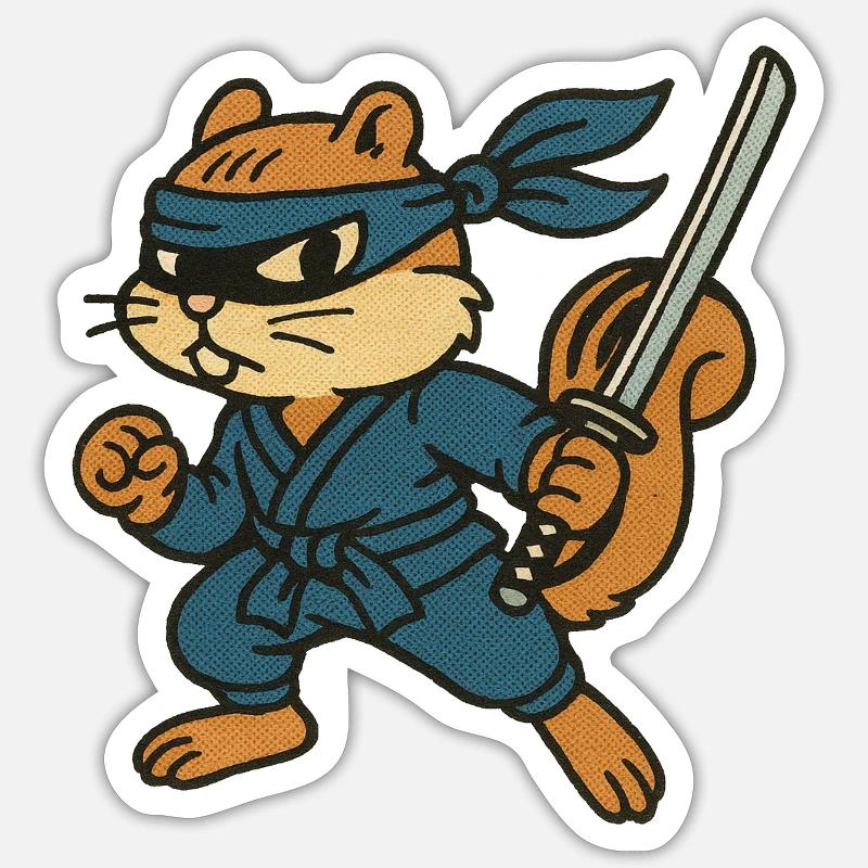 Ninja Chipmunk Verstohlener Waldkrieger - Sticker Größe S (10 x 10 cm) - Mattweiß