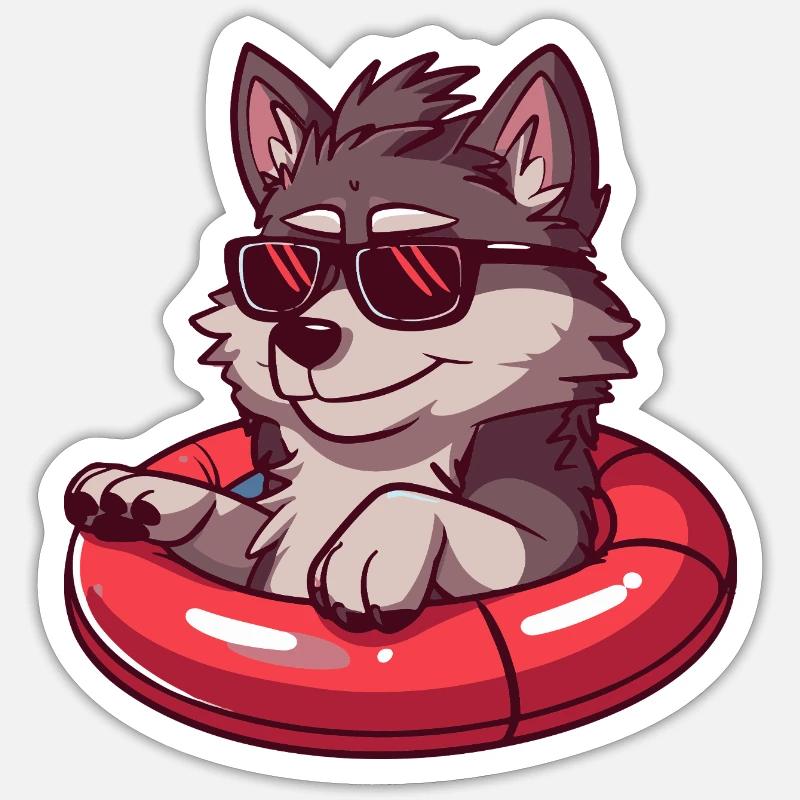 Wolf Comic Cool - Sticker Größe S (10 x 10 cm) - Mattweiß
