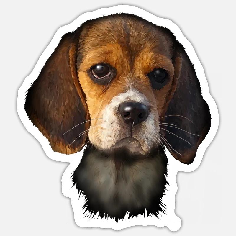 Beagle - Sticker taille S (10 x 10 cm) - blanc mat