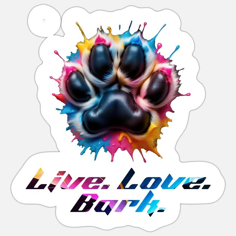 Bunte Pfote mit Emotionen - Sticker Größe S (10 x 10 cm) - Mattweiß