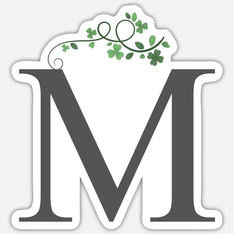 M avec trèfles Sticker taille S (10 x 10 cm)