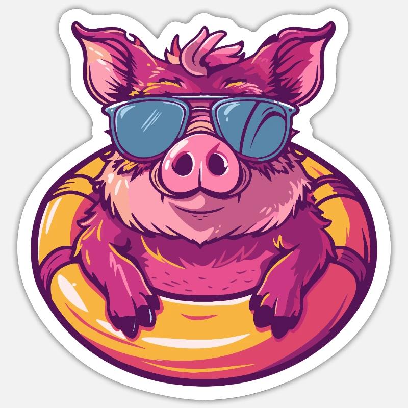 Pig Comic Cool Boar Sticker size S (10 x 10 cm)