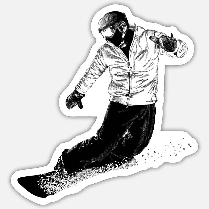 Snowboarder - Sticker Größe S (10 x 10 cm) - Mattweiß