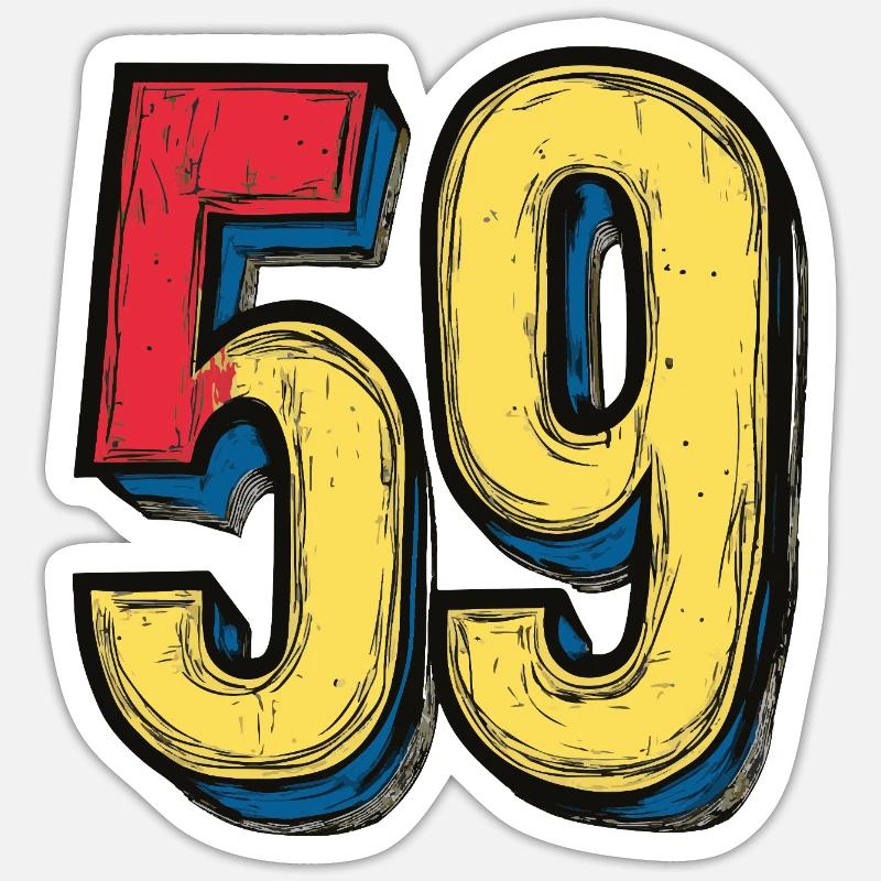 59 Number Comic - Sticker size S (10 x 10 cm) - white matte