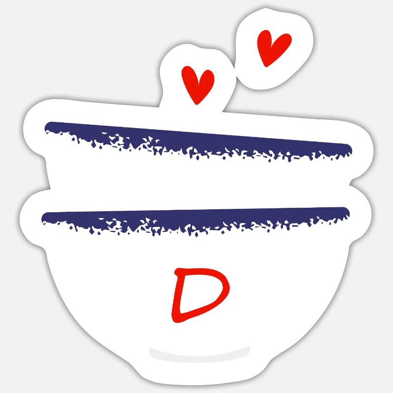 Letter D Breton bowls - Sticker size S (10 x 10 cm) - white matte