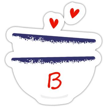 Lettre B bols breton - Sticker taille S (10 x 10 cm) - blanc mat - Devant