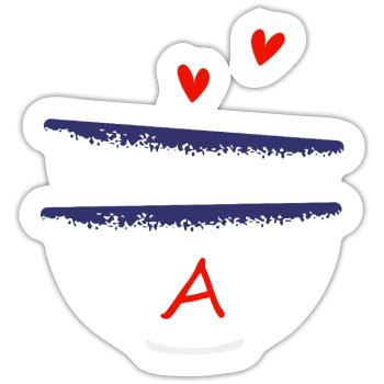 Lettre A bols breton - Sticker taille S (10 x 10 cm) - blanc mat - Devant