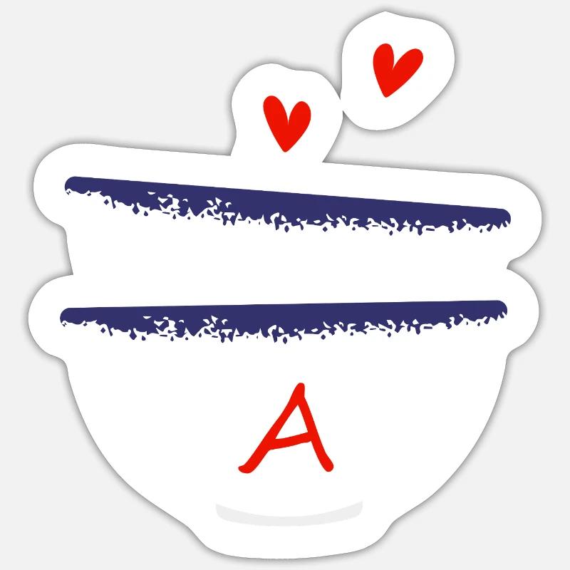 Letter A Breton bowls - Sticker size S (10 x 10 cm) - white matte