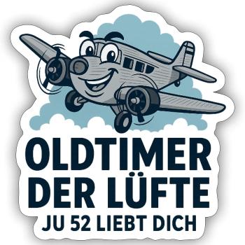 Oldtimer der Lüfte Ju52 - Sticker Größe S (10 x 10 cm) - Mattweiß - Vorne