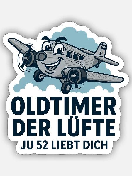Oldtimer der Lüfte Ju52 - Sticker Größe S (10 x 10 cm) - Mattweiß