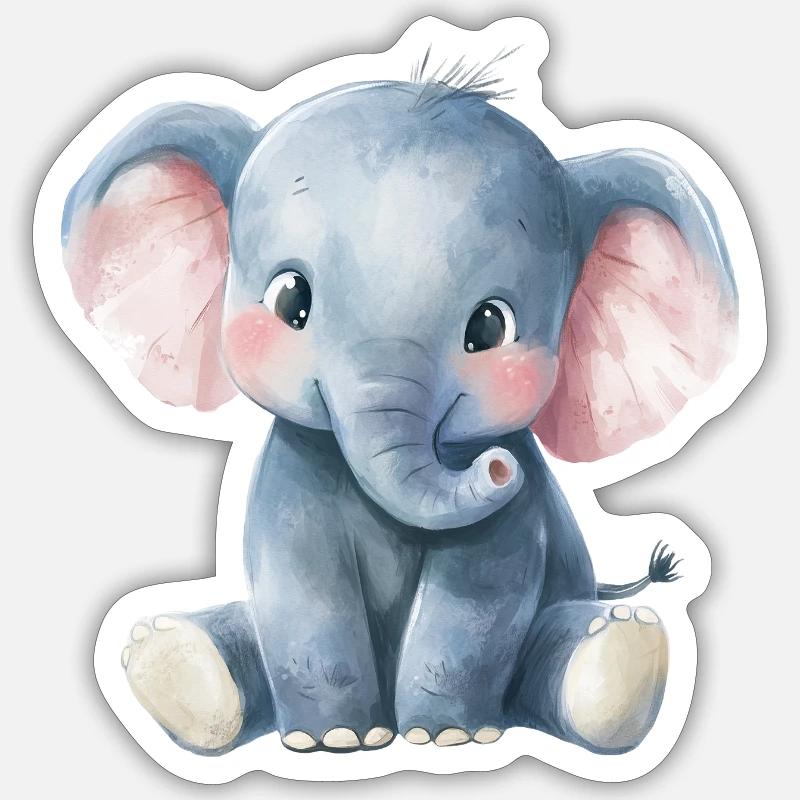 Bébé éléphant Sticker taille S (10 x 10 cm)