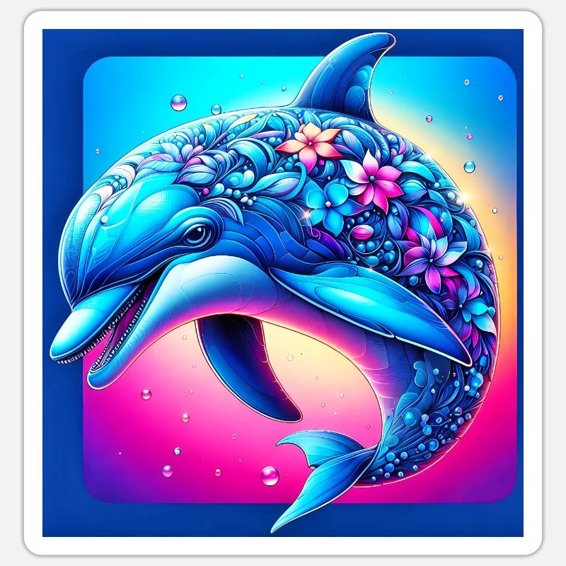 Delfin - Sticker Größe S (10 x 10 cm) - Mattweiß