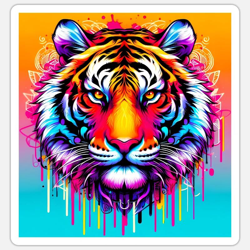 tiger - Sticker size S (10 x 10 cm) - white matte