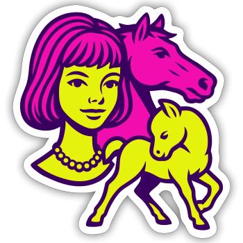 Horse Girl Pop Art - Sticker size S (10 x 10 cm) - white matte - Front