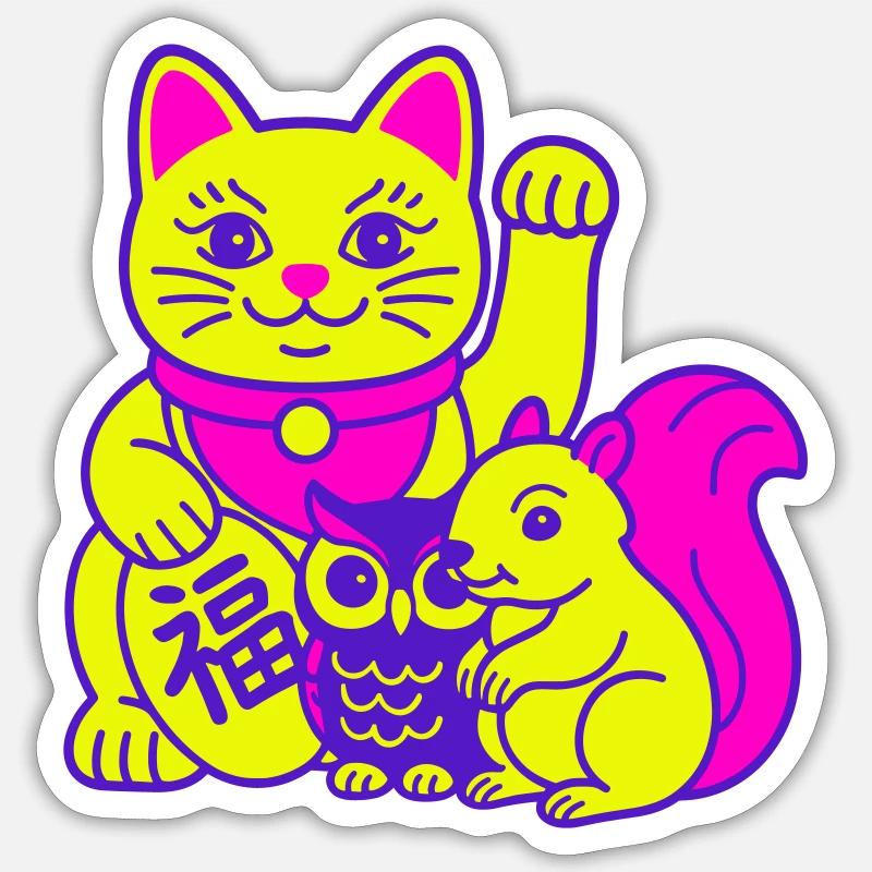 Des animaux chanceux ! - Sticker taille S (10 x 10 cm) - blanc mat