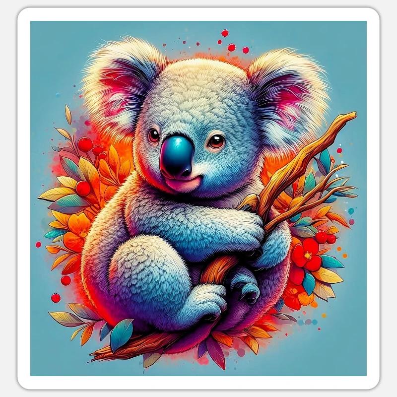 Koala - Sticker taille S (10 x 10 cm) - blanc mat