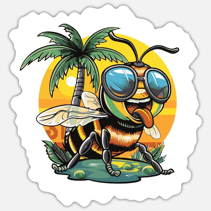 Vacances d’été à l’abeille - Sticker taille S (10 x 10 cm) - blanc mat