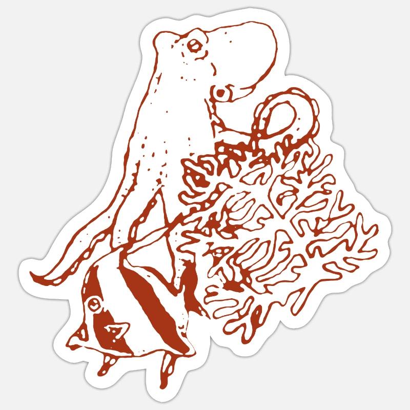 KRAKE - Sticker Größe S (10 x 10 cm) - Mattweiß