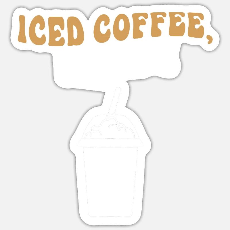 Iced Coffee Barista Koffein Espresso Eiskaffee - Sticker Größe S (10 x 10 cm) - Mattweiß