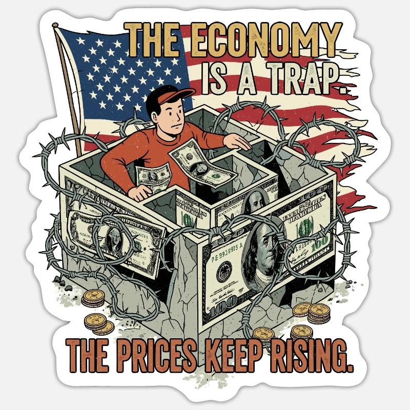 L’économie est un piège - Sticker taille S (10 x 10 cm) - blanc mat