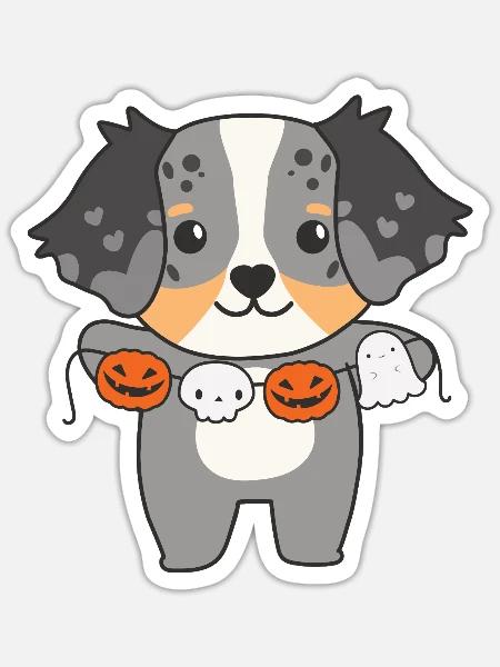 Rottweiler Happy Halloween süßer Vampir Kostüm - Sticker Größe S (10 x 10 cm) - Mattweiß