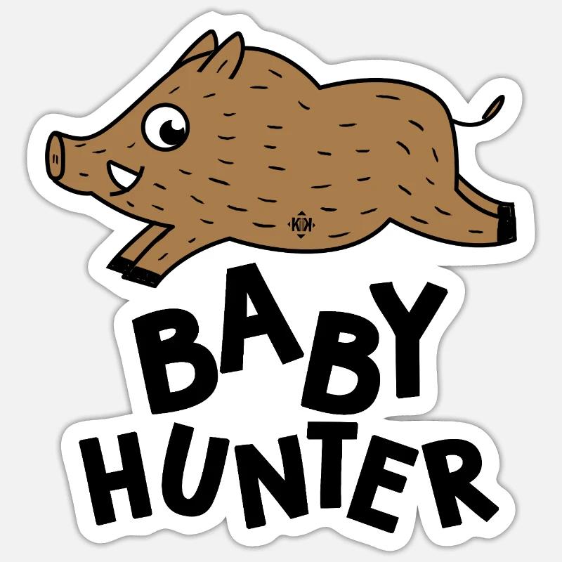 bébé chasseur pour naissance grossesse chasse Sticker taille S (10 x 10 cm)