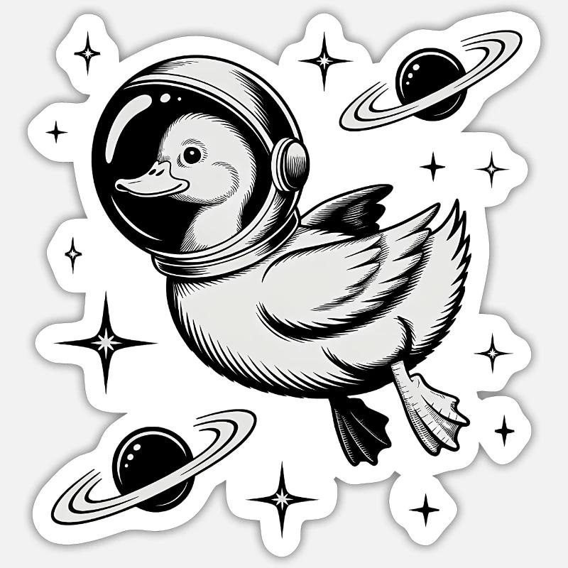 Goose in Space - Cool Astonomy Logo Sticker Größe S (10 x 10 cm)