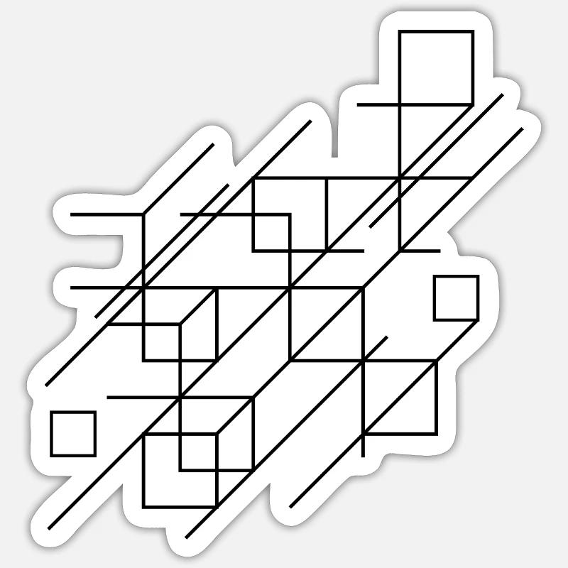 Conception de lignes géométriques - Sticker taille S (10 x 10 cm) - blanc mat