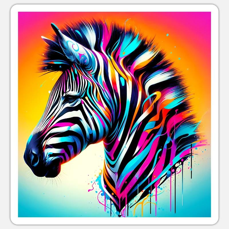 Zebra - Sticker Größe S (10 x 10 cm) - Mattweiß