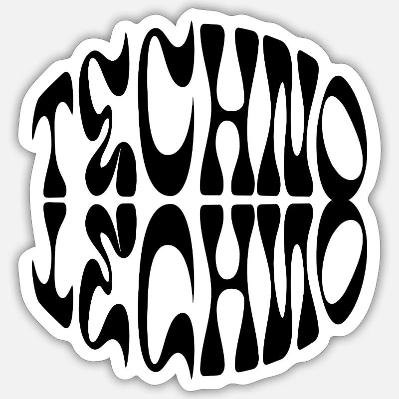Techno liquid logo design - Sticker size S (10 x 10 cm) - white matte