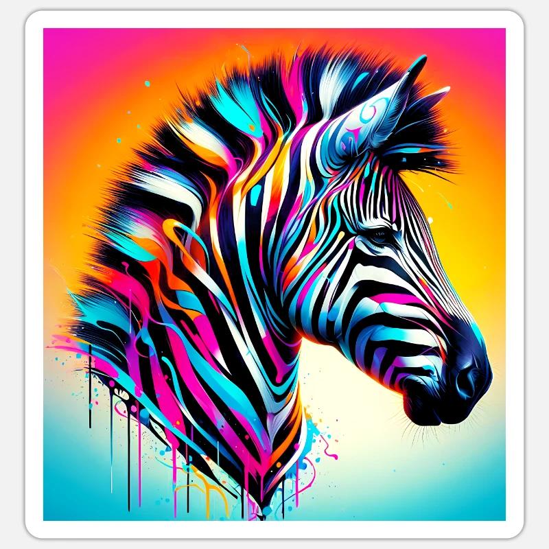 zèbre - Sticker taille S (10 x 10 cm) - blanc mat