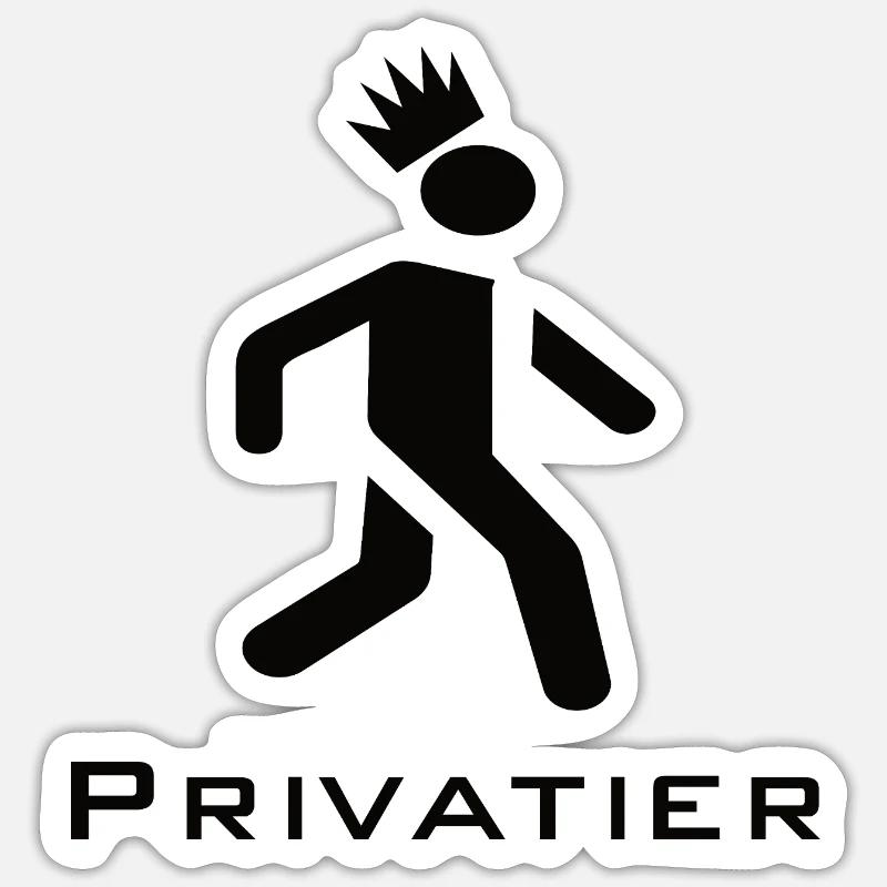 Privatier - Coureur avec Crown Design Black - Sticker taille S (10 x 10 cm) - blanc mat