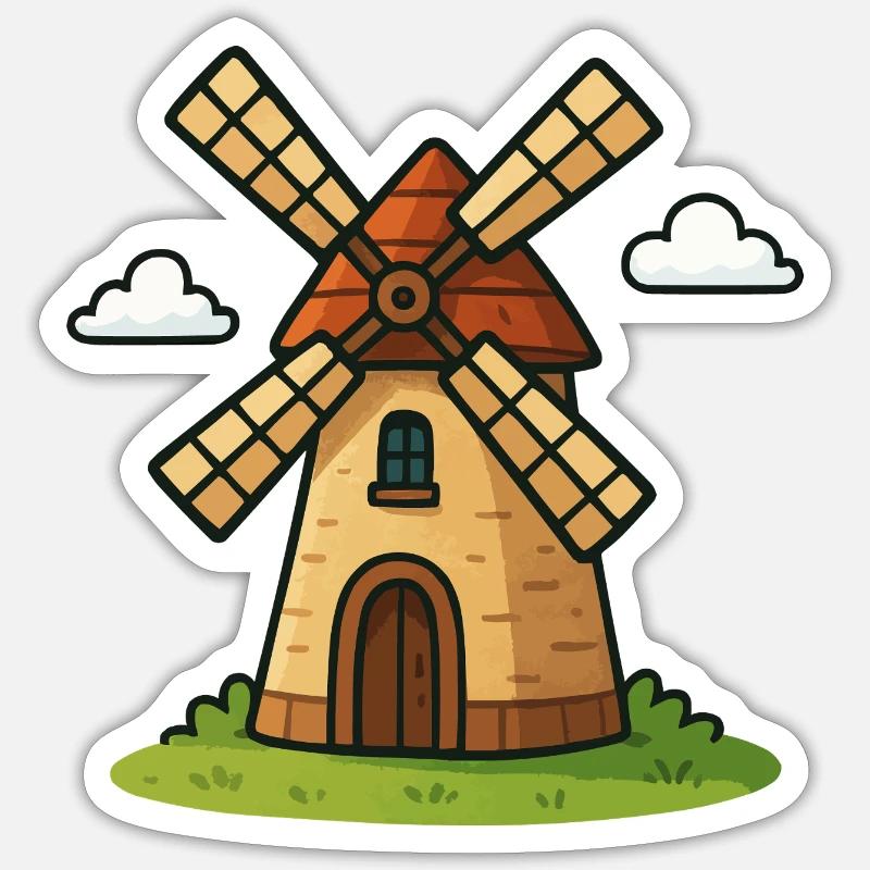 Märchenhafte Windmühle Sticker Größe S (10 x 10 cm)