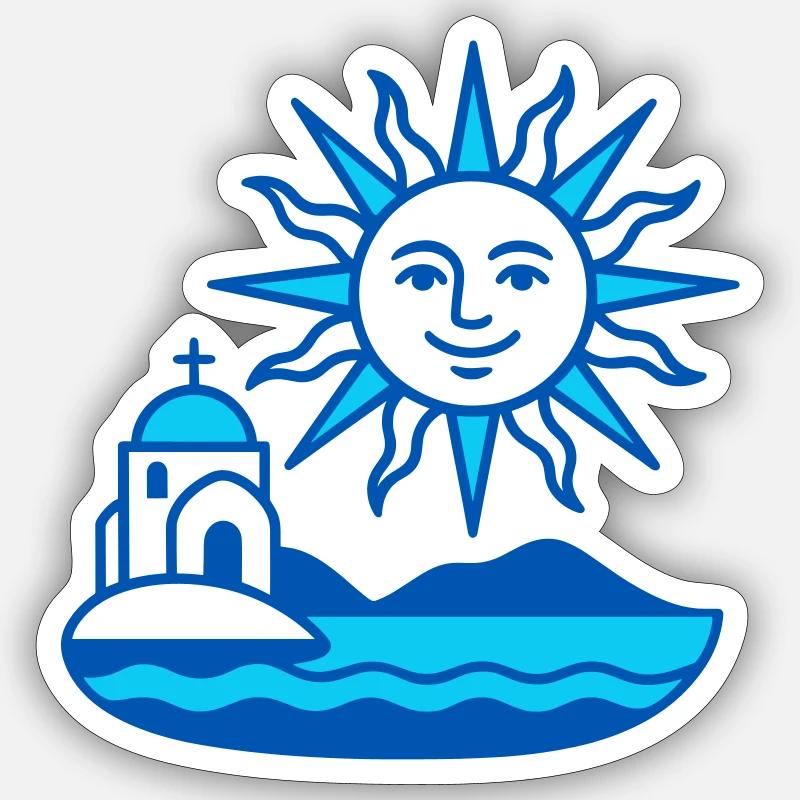 Greece Sun Minimal Art - Sticker Größe S (10 x 10 cm) - Mattweiß