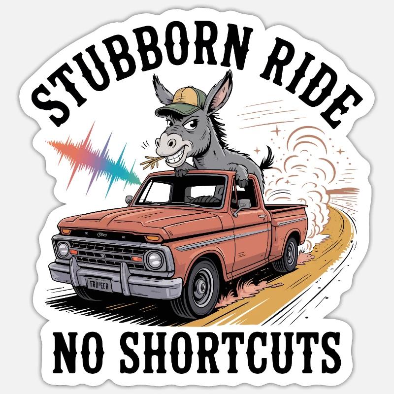 Stubborn Mule on Pickup Run Sticker size S (10 x 10 cm)