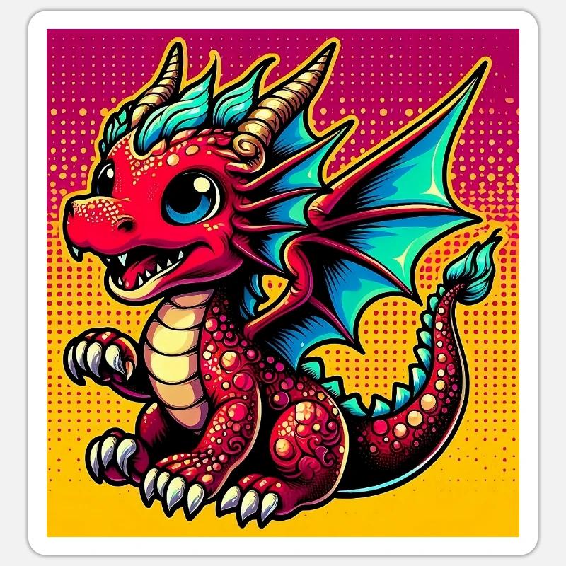 Drache - Sticker Größe S (10 x 10 cm) - Mattweiß
